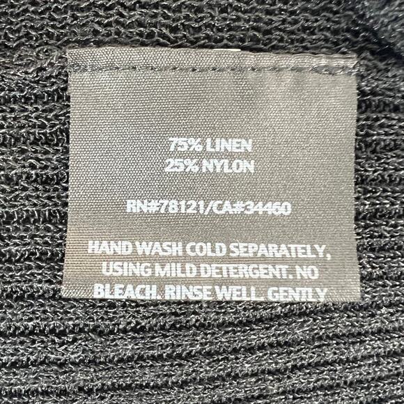EILEEN FISHER Black Tank Top Linen Knit Draped Cowl Neck Pullover Size Small S - Picture 8 of 9